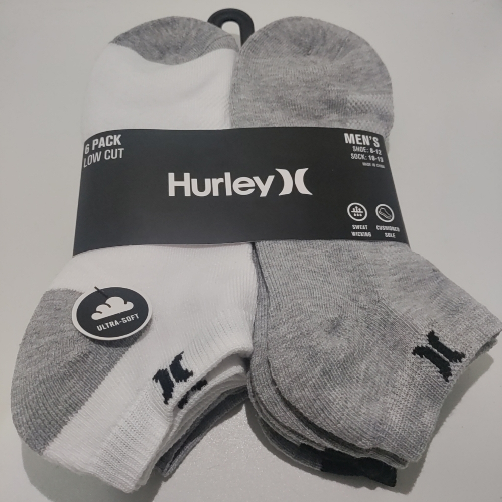 Hurley Men's  6-Pack Low Cut Socks  White/Gray Size 10-13 - Picture 4 of 4